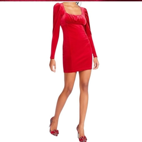 Betsey Johnson Dresses & Skirts - NWT Betsy Johnson Velvet Red/Maroon Long Sleeve Dress.Sz Small